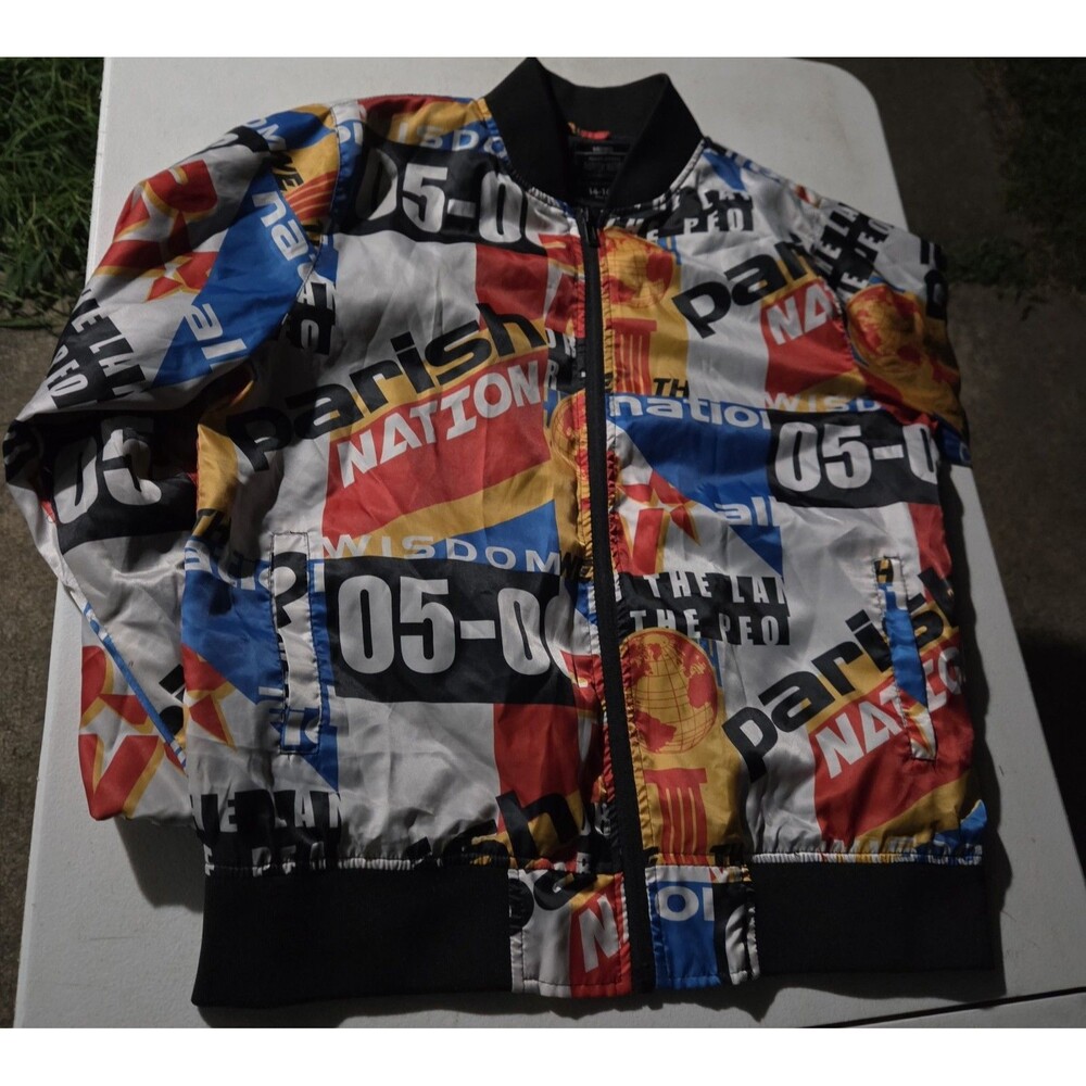 Parish Nation Youth Large 14-16 Bomber Jacket Graphic Streetwear Satin Full Zip